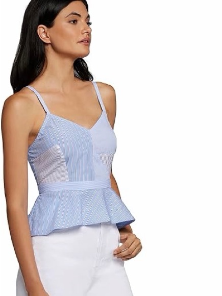 New Current/Elliott Women's The Julienne Top In Ticking Stripe L